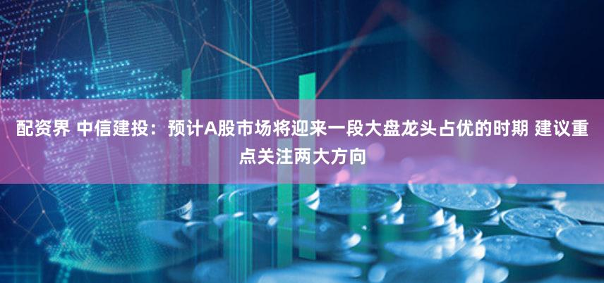 配资界 中信建投:预计A股市场将迎来一段大盘龙头占优的时期 建议重点关注两大方向